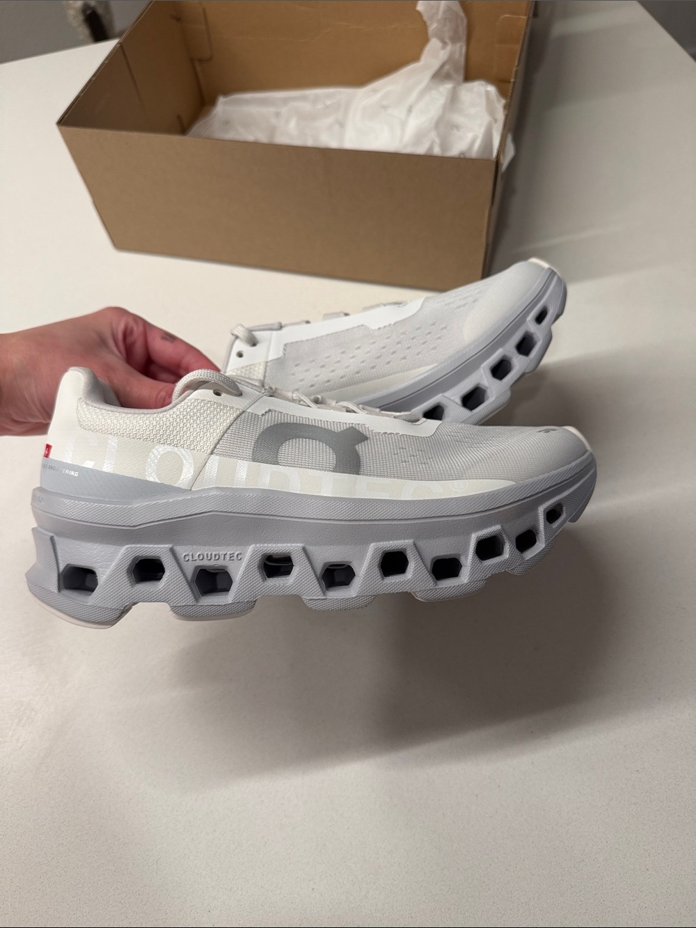 Cloudmonster Women’s Athletic Shoes — White/Glacier
